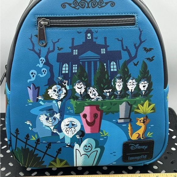 NWT - Loungefly Disney The Haunted Mansion Attraction Cartoon Artwork Backpack - Picture 9 of 9